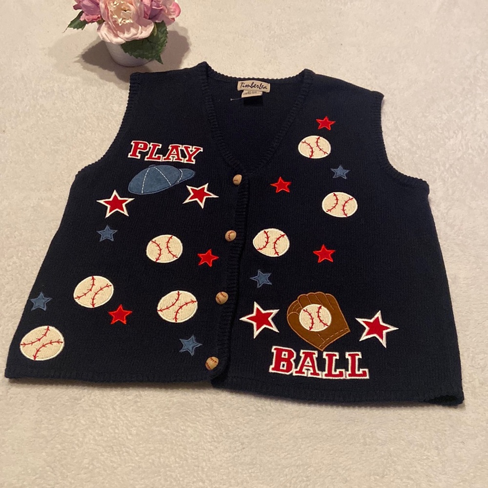Adorable VINTAGE TIMBERLEA BASEBALL THEME VEST Size XL